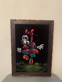 1970s Style Disney Vintage Velvet Painting - Minnie Mouse