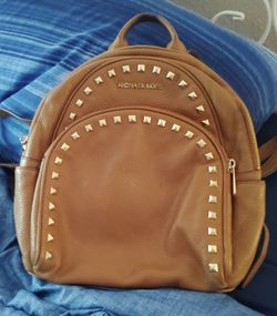Michael Kors Brown Leather Gold Studded Backpack