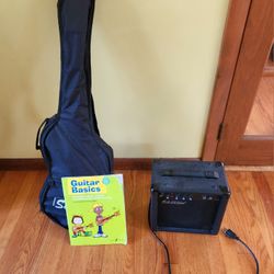 Small Electric Guitar With Amplifier