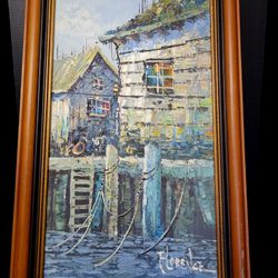 Vintage " Florence" Original Painting Framed Measures 27.5"×16"