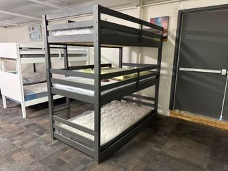 Triple Bunk Bed Gray Frame 
