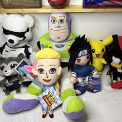 Huge Disney/Pokemon/StarWars/Sonic/Naruto plushie LOT  Some with Tags