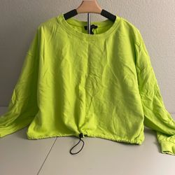 Bright green Sweatshirt With Pull Right To Show Waist