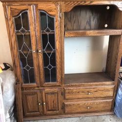 Vintage Solid Oak Entertainment Set