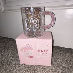 Hello Kitty Cafe 50th Anniversary Glass Mug (Collectors Item) 