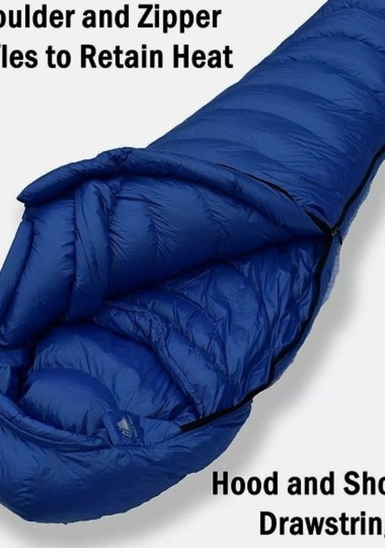 Hyke & Byke Snowmass 0 Degree F 650 Hydrophobic Sleeping Bag Blue Long $299