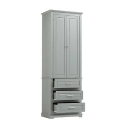 Tall Storage Cabinet with Three Drawers for Bathroom/Office Grey