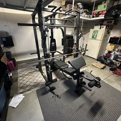 Vesta Fitness Smith Machine 1001 w/Bench Attachment | 230lb Bumpers Olympic Weights | 7ft Olympic Bar | Gym Equipment | FREE DELIVERY/INSTALL🚚 