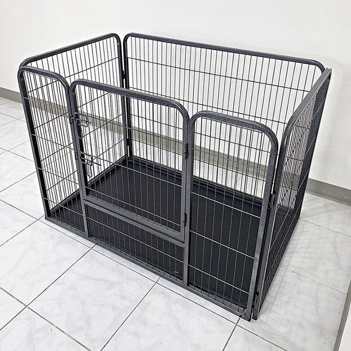 (Brand New) $105 Heavy Duty Pet Playpen w/ Plastic Tray, Dog Cage Kennel 4 Panels, L49” x W32” x H35”