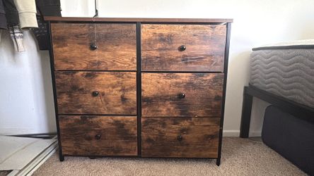 Sturdy wooden shelf with six storage units