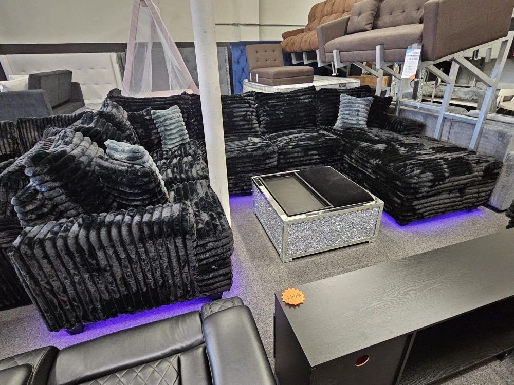 Brand New Sectional Corduroy Fabric XL W/ LED LIGHT $1999 Sofas & Couches