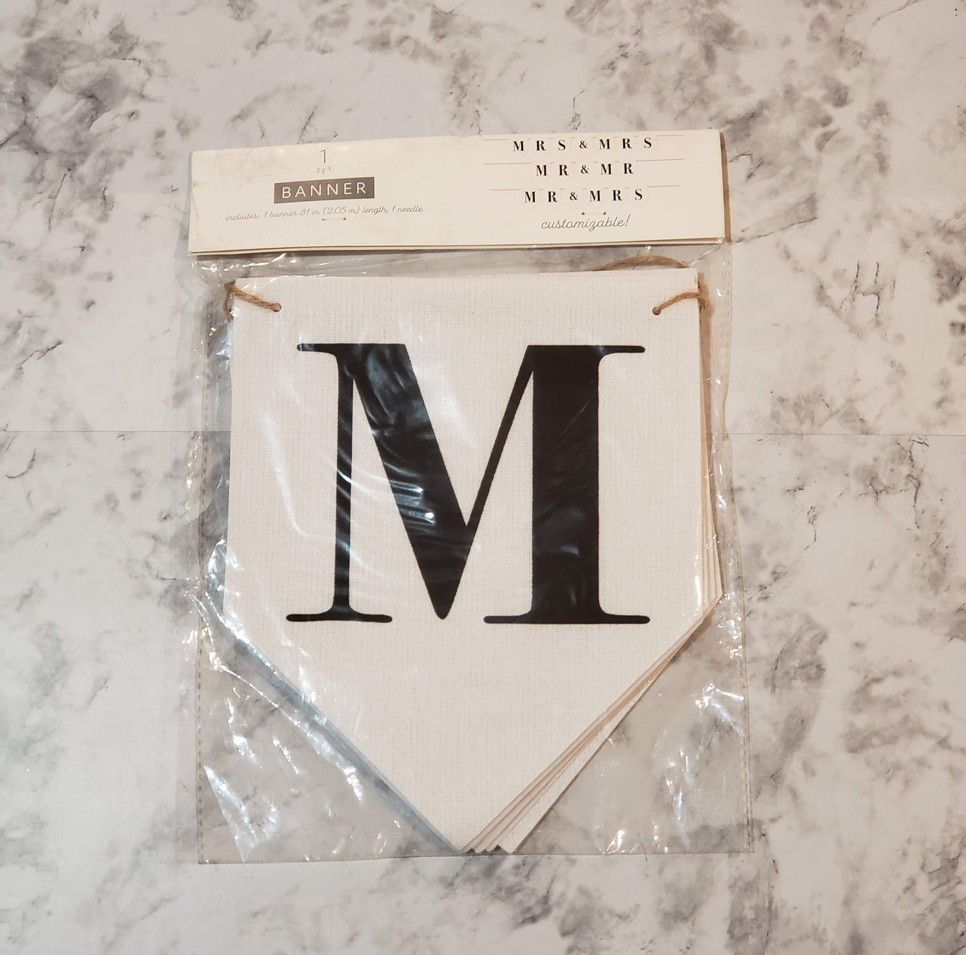 MRS & MRS or MR & MR or MR & MRS Banner Customizable Burlap Fabric 81 in.