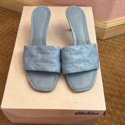 Women Louis Vuitton Baby Blue Revival Line Heel Sandals  
