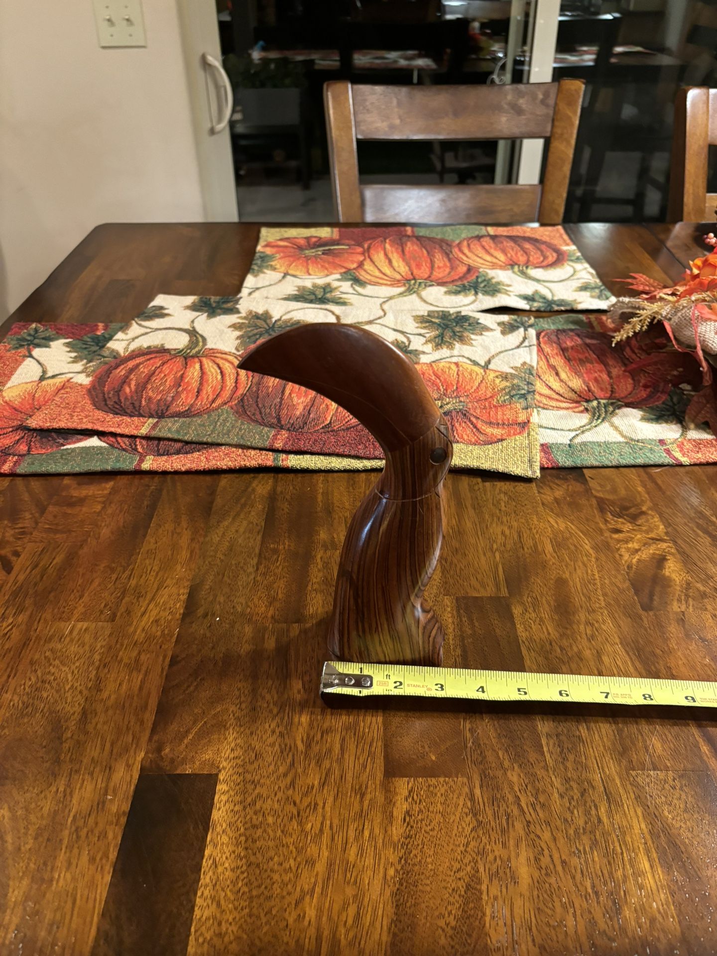 Vintage Pelican One Piece Wood Sculpture Hand Carved