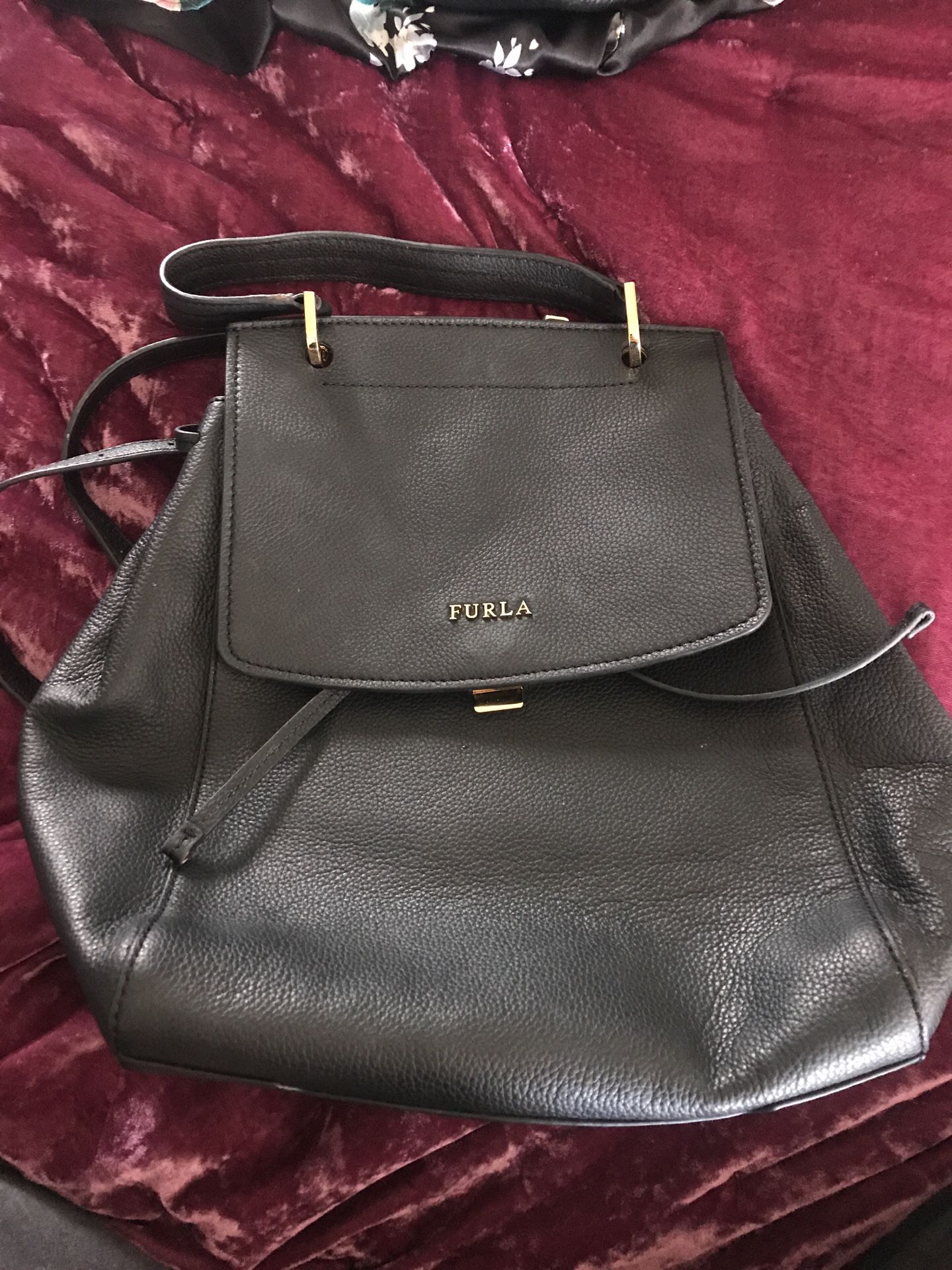 Genuine Italian leather Furla backpack purse