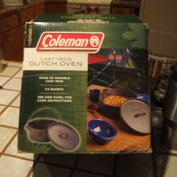 Coleman cast iron Dutch oven 7.5 quarts camping cooking brand new