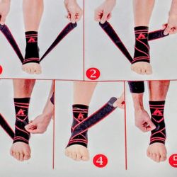 Athledict Adjustable Strap Sport Ankle Brace Breathable Compression Wrap Support