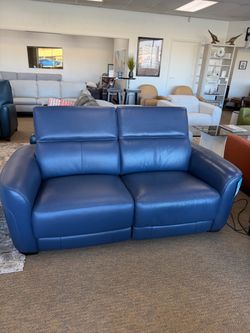 Lexanna- top grain leather sofa with two power recliners