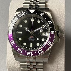 Automatic Mens purple GMT 40mm jubilee or oyster band NH34 GMT 