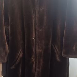 Jones New York Full Length Faux Fur Coat