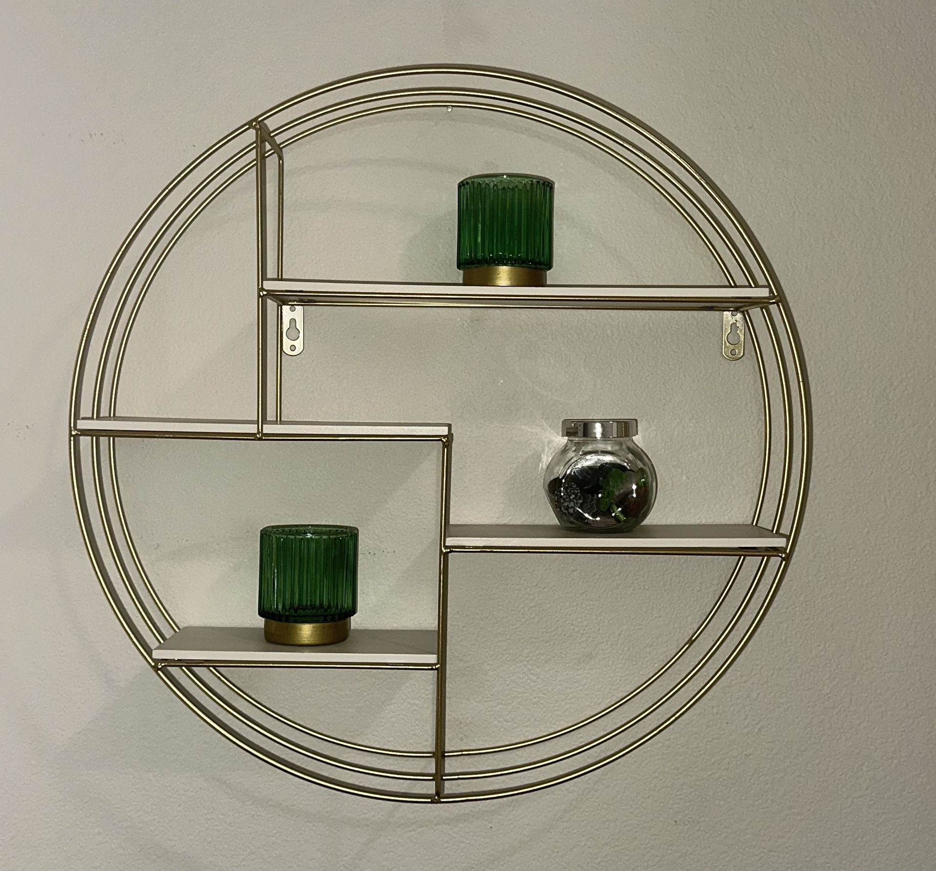 Crate & Barrel Round Metal & Wood Shelf