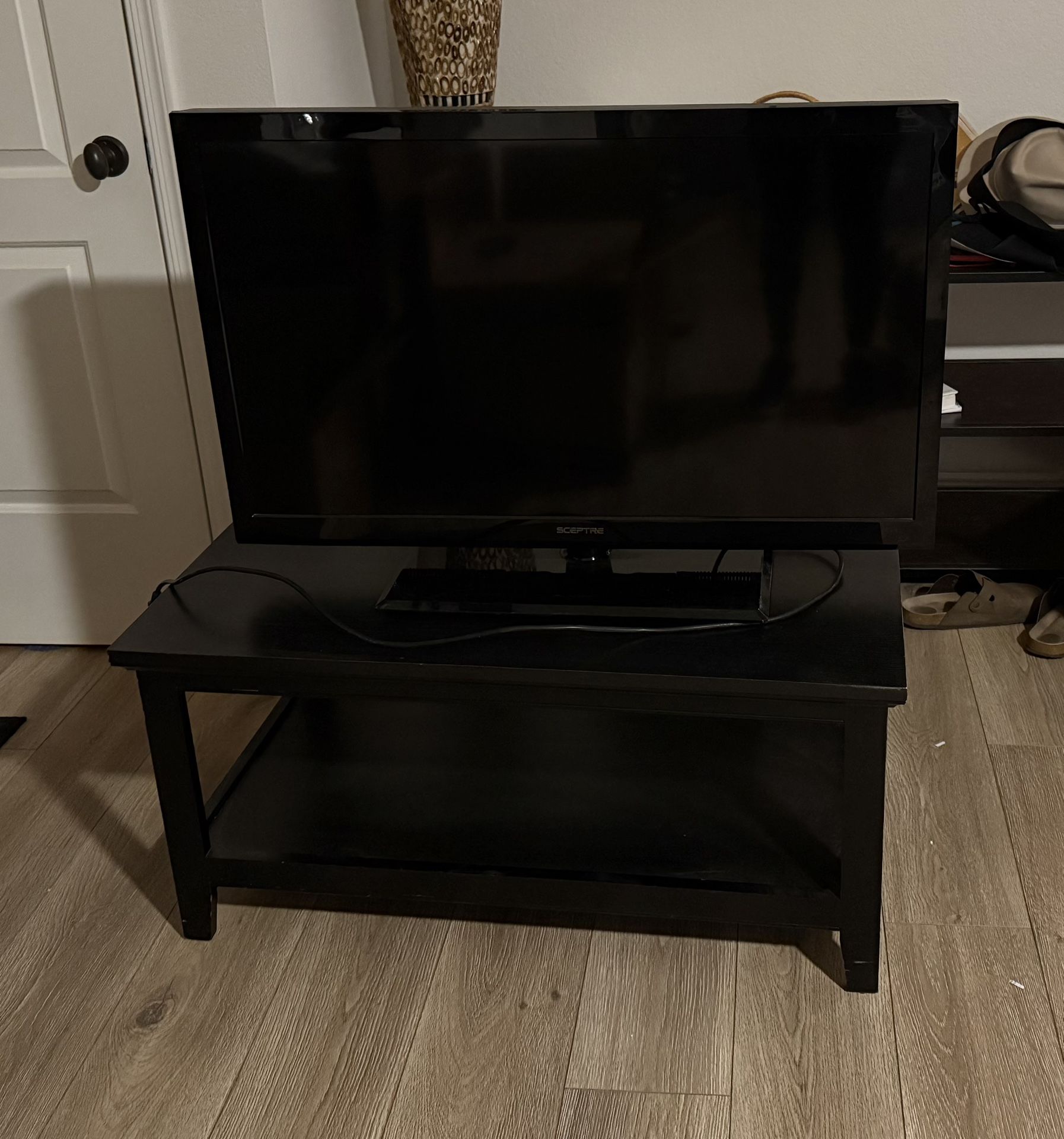 Sceptre TV about 19X34 Inch With Black TV Stand
