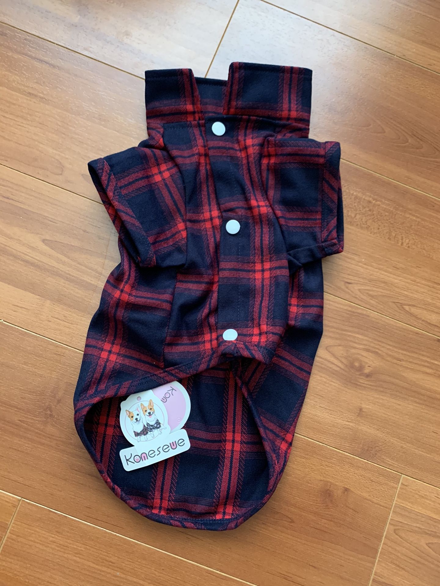 Pet Plaid Shirts Polo Clothes T-Shirt size L