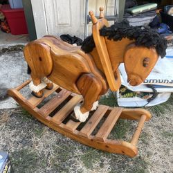 Hand-carved Vintage Wooden Rocking Horse