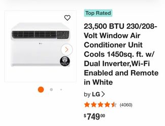 23,500 BTU 230/208-Volt Window Air Conditioner Unit Cools 1450sq. ft. w/ Dual Inverter,Wi-Fi Enabled and Remote in White