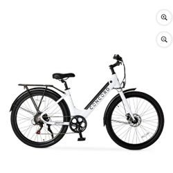 27.5" Concord Step-Thru Electric Commuter Bike, 36V, White, Fits Riders 5'1" - 6'1", Adult, Unisex