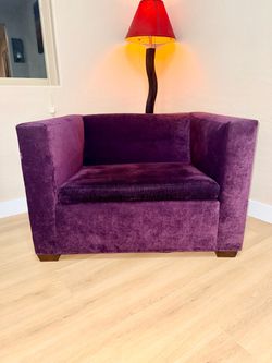 Purple Velvet Modern Oversized Club Chair