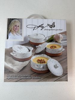 Set of 4 6.5 oz. Stoneware Speckled Casserole Dishes