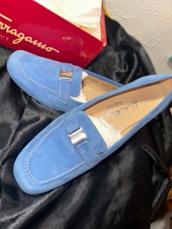 Salvatore Ferragamo Blue Suede Loafers