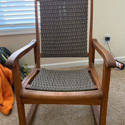 Grey wicker eucalyptus rocking chair