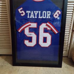Lawrence Taylor Signed Framed Jersey With JSA Letter Of Authenticity Perfect Condition