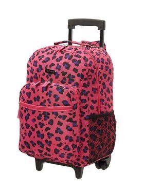 Rockland Double Handle Rolling Backpack, Magenta Leopard, 17-Inch ⭐NEW⭐ CYISell