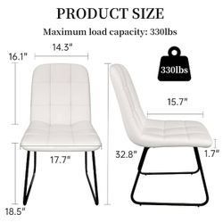 Beige Faux Leather Upholstered Dining Chairs with U-Shaped Legs set of 2pcs