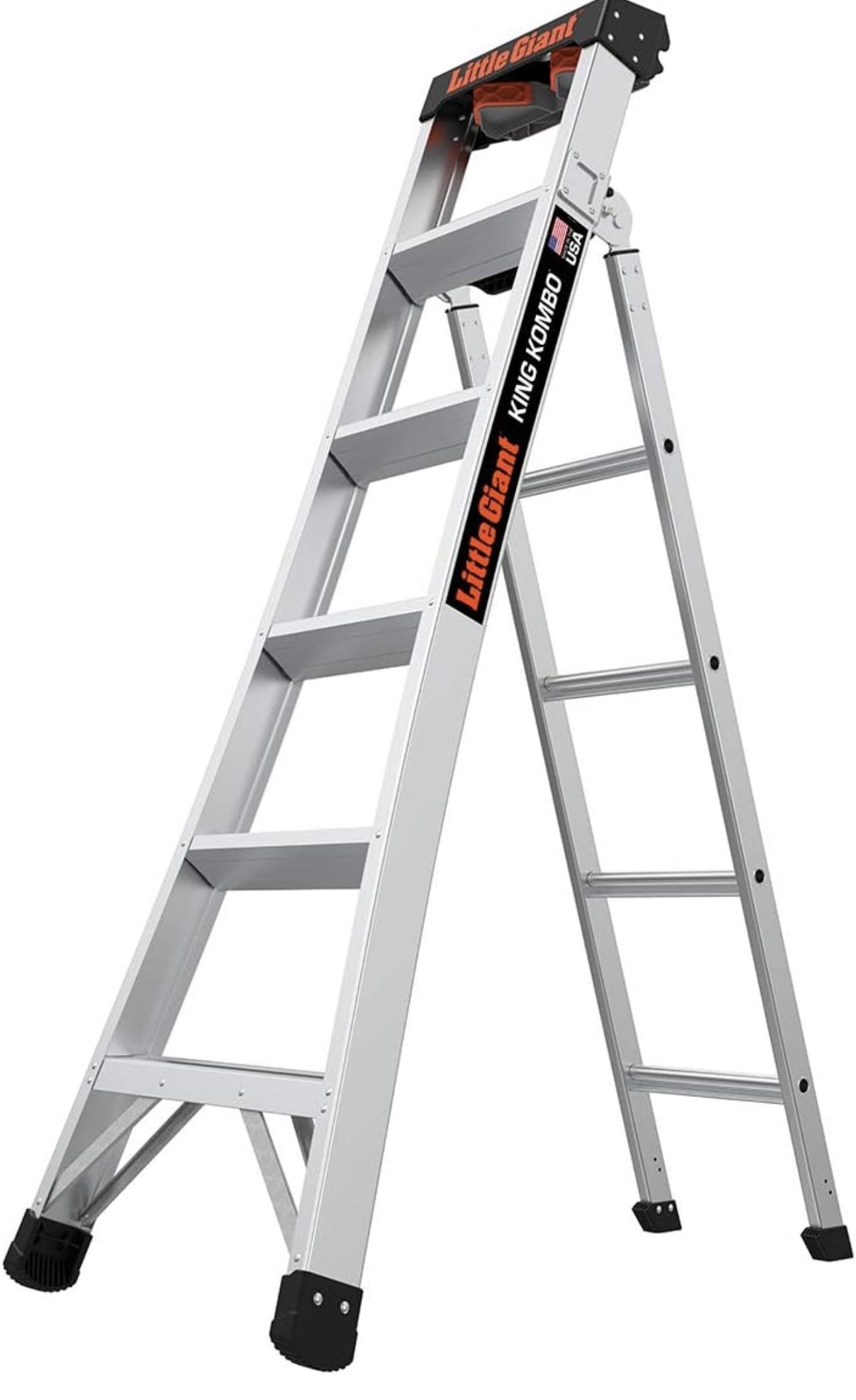 Little Giant Ladders King Kombo 2.0 Professional 6 Ft. A Frame 10 Ft. Extension Single Hinge 2.0 Aluminum Type 1A 300 lbs weight rating (1490