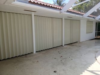 Accordion Hurricane Shutters Beige Aluminum