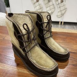 Vintage Women’s Ski Lounger Fur Boots Brown 