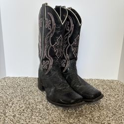 Nocona Black & Pink Women’s Leather Cowboy Boots Size 8.5