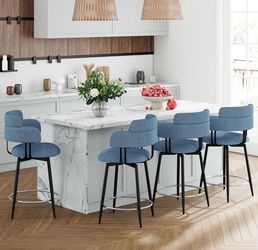 Swivel Bar Stools Set of 4– Counter Height Bar Stools Blue