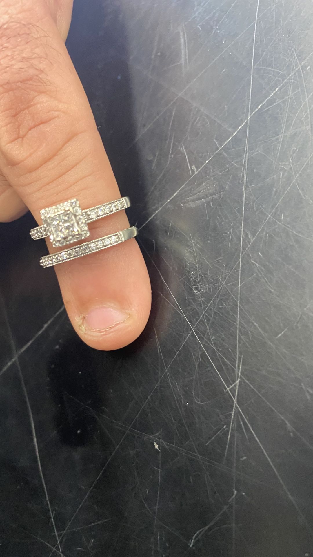 1.2 CT. T.W. Quad Princess-Cut Diamond Frame Wedding Ring in 10K White Gold