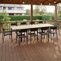 BRAND NEW 11-Piece Extendable Outdoor Dining Set - Patio Table and Chairs - Black Aluminum