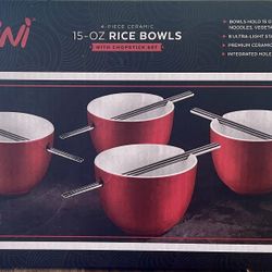 Parini 15oz Ceramic Rice Bowls (Set of 4)