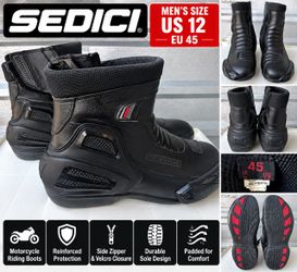 Sedici Motorcycle Riding Boots – Men's Size 12 / EU 45 – Black Armored Boots