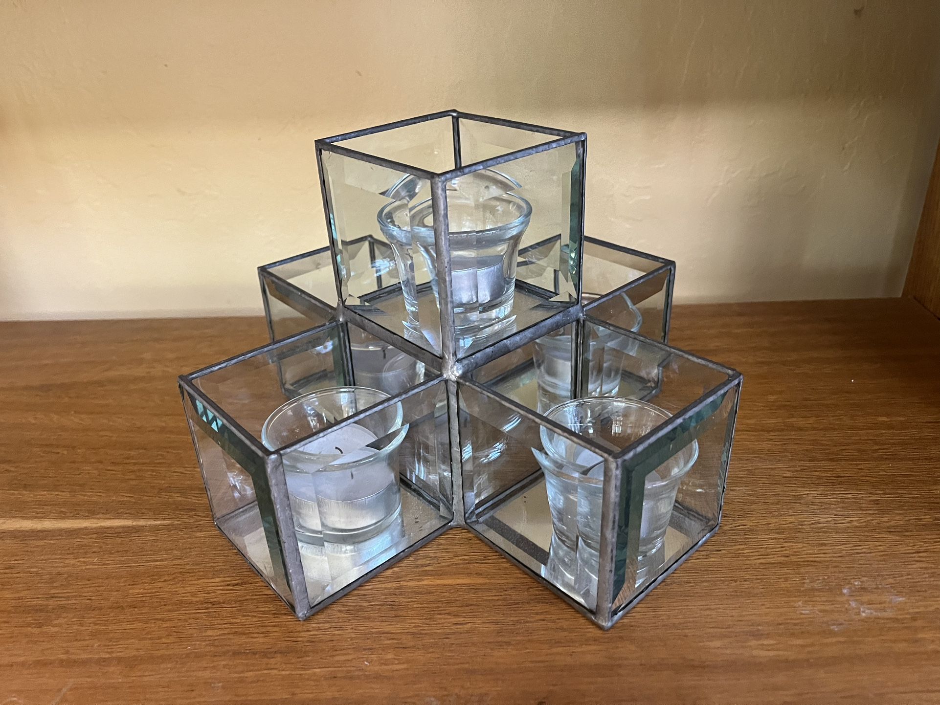 Antique Glass and Mirror Candle Holder