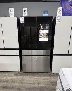 😍 SAMSUNG BESPOKE 23 CU FT COUNTER DEPTH FOUR DOOR REFRIGERATOR WITH FAMILY HUB IN STAINLESS STEEL & CHARCOAL GLASS 😍