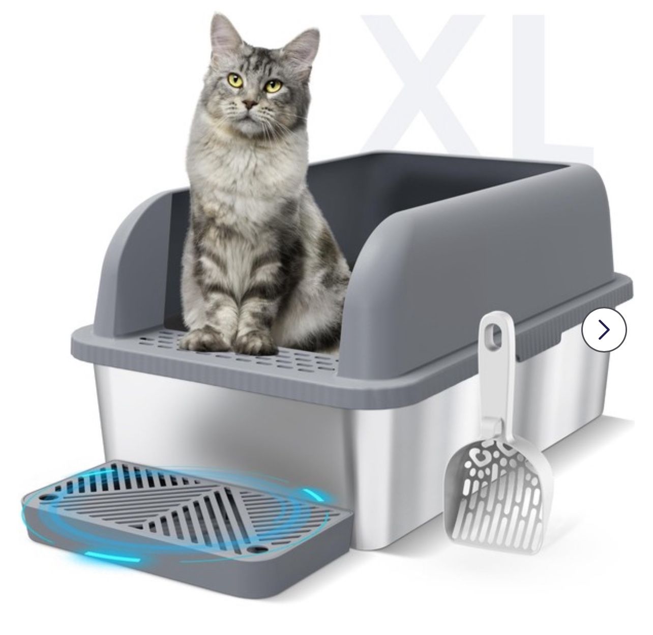 Stainless Steel Cat Litter Box with Enclosed Lid Extra Large Litter Box for Big Cats XL Metal Litter Tray Pan