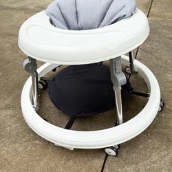 New, HARPPA Foldable Baby Walker for Babies 6-24 Months, Anti-Rollover, Seat and Height Adjustable, White